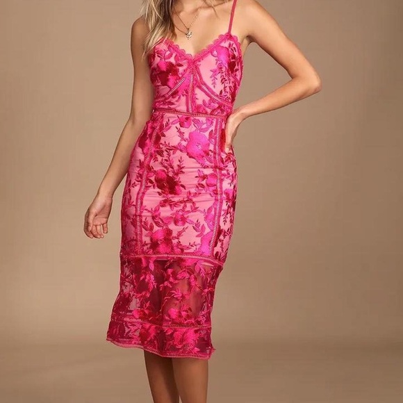 Lulus Dresses & Skirts - Lulus Hot Pink Floral Dress